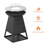 thumbnail of Bali OUTDOORS 3-in-1 Grillring BBQ en Plancha Grill en Vuurkorf– Staand Vuurschaal BBQ met Brandhout Opslagplaats - RVS ronde Teppanyaki Bakplaat