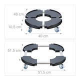 thumbnail of Relaxdays Pflanzenroller, ausziehbarer Blumenroller, Ø 40 - 57,5 cm, Kunststoff, max. 200 kg, innen & außen, dunkelgrau