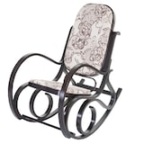 thumbnail of Cadeira de baloiço M41, poltrona de baloiço Poltrona TV, madeira maciça ~ aspeto nogueira, tecido/têxtil jacquard castanho