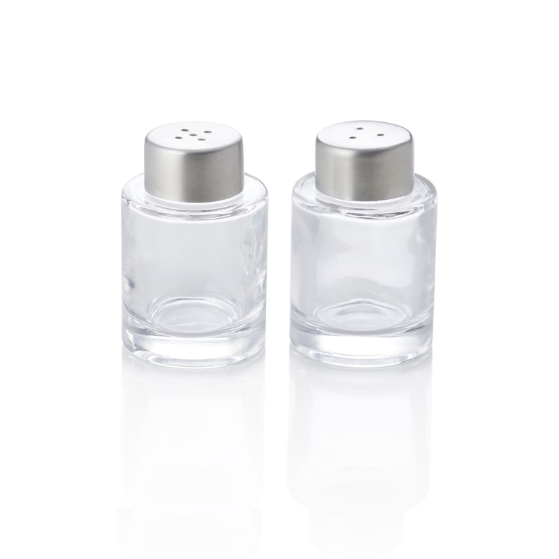 Mini Salz-/Pfefferstreuer Set, Ø 4 cm, Höhe 6 cm, Chromnickelstahl 18/8, Glas