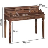 thumbnail of Landhaustisch aus Sheesham-Holz, Vintage-Look, mit 3 Schubladen, praktisch und stilvoll. 115x60x100 cm | Kadima Design