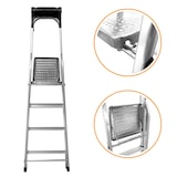 thumbnail of Rijoka Aluminium Haushaltsleiter Mit Aufbewahrungshaube – 4 Stufen – Anti-Rutsch – bis 150kg Belastung
