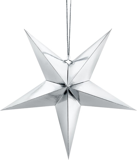 50x Papierstern, 45cm, silber
