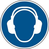 thumbnail of Gebotsschild, Gehörschutz benutzen M003 - ASR A1.3 (DIN EN ISO 7010) - 50 mm Folie selbstklebend
