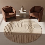 thumbnail of Teppich Esszimmer 3D Skandinavischer Boho Modern Waschbar Strapazierfähig Wohnzimmer Rund Rosa 160x160 cm – RIGI von Kadima Design