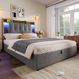 thumbnail of Polsterbett 90x200 cm mit USB Typ-C Ladefunktion und LED-Beleuchtung – stilvolles Design und vielseitiger Stauraum Grau