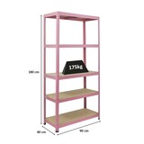 thumbnail of PROREGAL Schwerlastregal PINK LADY, HxBxT 180x90x40cm, Fachlast 175kg, 5 Ebenen, Pink, Kellerregal, Steckregal, Garagenregal, Lagerregal