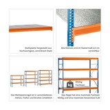 thumbnail of PROREGAL Weitspannregal mit Stahlpaneelen W 100 | Grundregal | HxBxT 300x250x60cm | 5 Ebenen | Fachlast 820 kg | Blau/Orange/Verzinkt