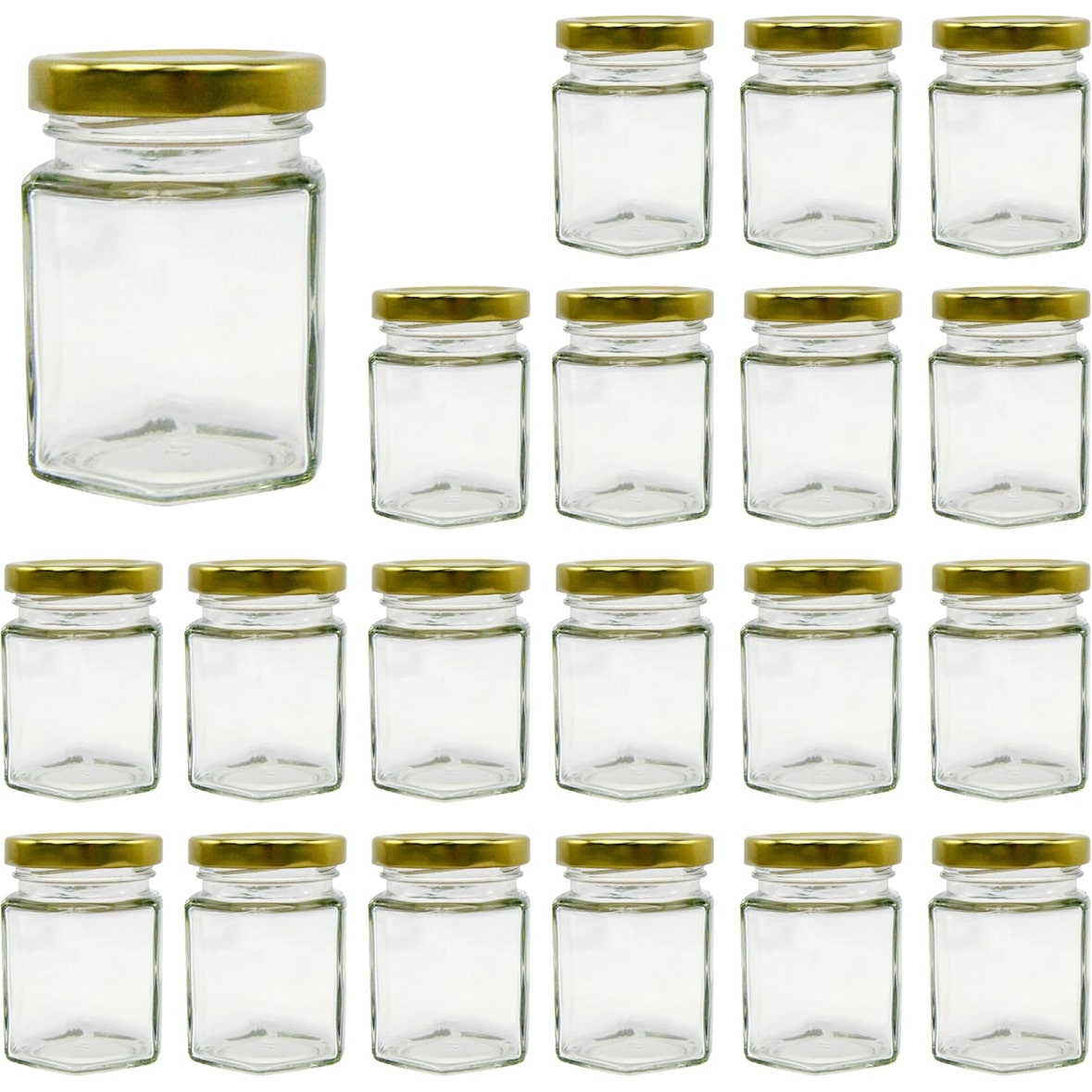 20x Kleine Zeshoekige Honingpot met Deksel 80ml - Ideaal voor het Bewaren van Honing, Jam, Kruiden, Yoghurt