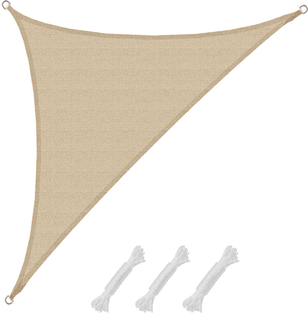 Toldo UV HDPE 3,6x3,6x5,1 Vela Protección Solar Triangular Techo Balcón beige
