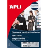 thumbnail of Etui de 540 badges adhésifs en textile blanc, format 63,5 x 29,6 mm (20 feuilles / cdt)