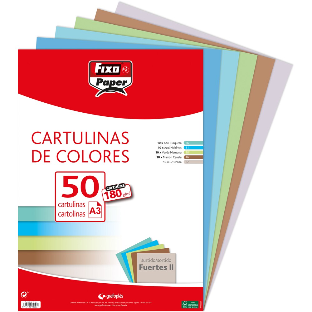 Pacote com 50 cartolinas A3 180G sortidas resistentes 2