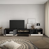 thumbnail of TV-Schrank, Lowboard, 310x50x37 cm, Für TV-Geräte bis zu 80", Elektrokamin., LED, Schwarz Eiche