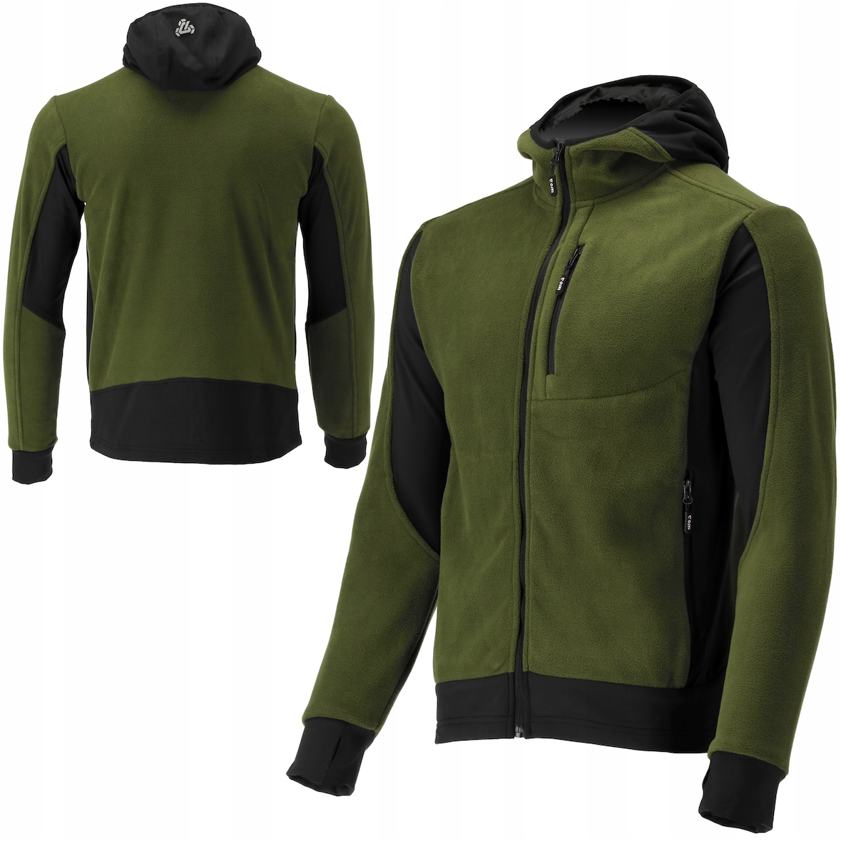 Sweat à capuche polaire, sweat à capuche avec fermeture éclair SARNA taille S vert-noir