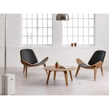 thumbnail of Shell Chair - Walnoot Hout - Zwart Leer - Stoel - Fauteuil - Loungestoel - Smile Chair