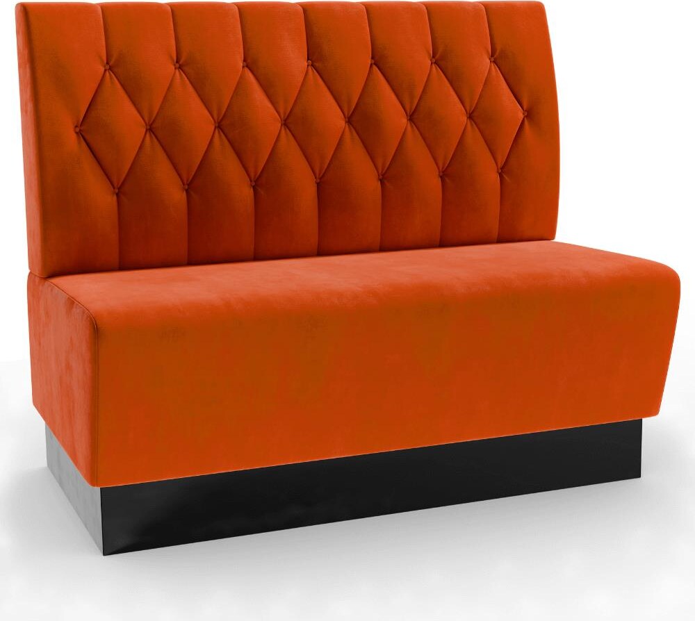Gastro Sitzbank Amsterdam | 200 cm breit | Samtstoff in Orange | Diamant | Dinerbank