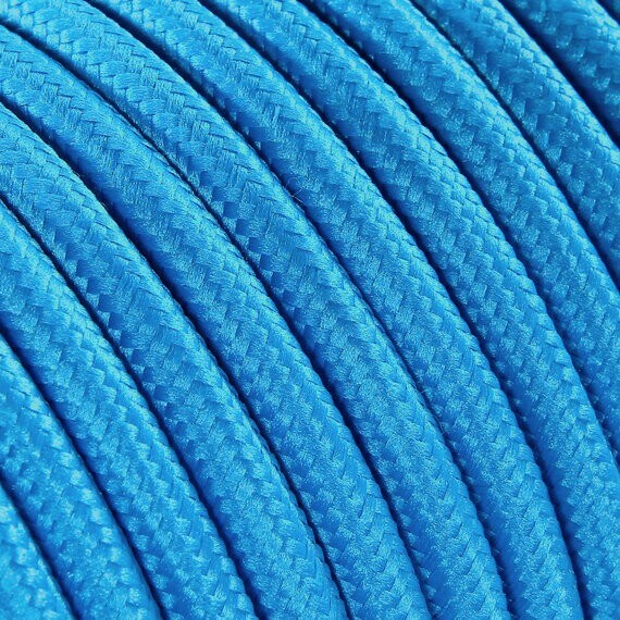 Fil Électrique Tissu Bleu Turquoise 3x0,75mm² - Câble Électrique Textile de Qualité