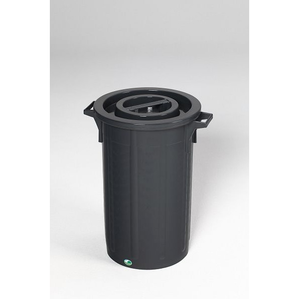 PROREGAL Robuster Abfallsammler mit Deckel | Stapelbar | 60 Liter, HxBxT 68x42x42cm | Kunststoff | Schwarz | Mülleimer Abfalleimer Müllkorb