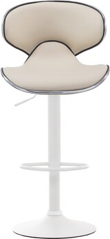 thumbnail of Décoshop26 - Barhocker x1 moderne Sitzfläche mit Wellenlinien aus cremefarbenem PVC weißes Metall-Trompetenfußgestell 10_0005673