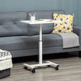 thumbnail of HOMCOM Mesa Auxiliar con Ruedas Mesita Lateral para Sofá Cama con Altura Ajustable Marco de Metal y Frenos para Dormitorio Salón 60x40x52,5-84 cm