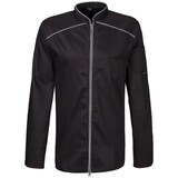 thumbnail of 220 - Kochjacke langarm, 2-wege RV, Fb. schwarz mit farbiger Paspel : silbergrau 65% Polyester 35%Baumwolle 220 g/m² 4XL