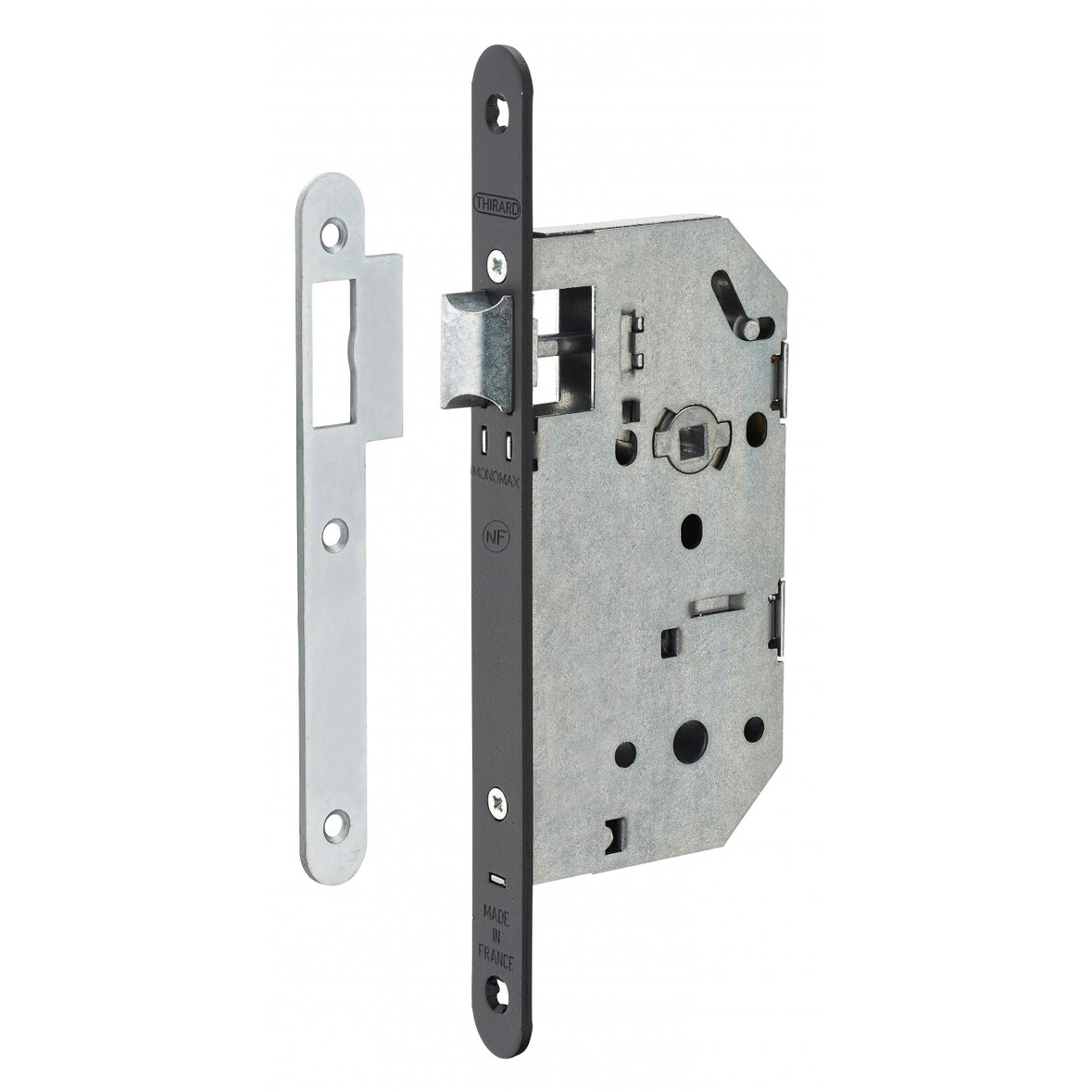 Serrure encastrable pour porte d'intérieur monomax nf têtère noire