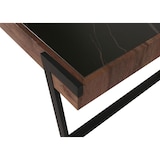 thumbnail of Tavolino HWC-L89, tavolo da salotto, ferro 43x120x64cm pietra sinterizzata aspetto marmo nero legno marrone scuro