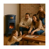 thumbnail of Poêle à gaz 3,4KW Fonte Véritable – Chauffage d'appoint Design Bleu Saphir Mat - Effet feu de bois, sur roues Provence Sahara