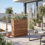 thumbnail of Pflanzkasten HWC-L21, Hochbeet Pflanzkübel Blumentopf, eckig 77x63x23cm Outdoor Akazie Holz MVG-zertifiziert ~ hellbraun