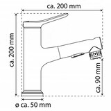 thumbnail of VARIABILE Waschtischarmatur mit herausziehbarer Brause, Wasserhahn Bad mit Munddusche, Mischbatterie Waschbecken Chrom