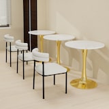 thumbnail of Couchtisch Rund Gold+Weiß 72x70x70 cm Kunstmarmor Tisch mit hoher Basis, minimalistisches Mid Century Design, vielseitig als Sofa und Beistelltisch
