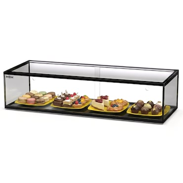 MBH - Vetrina espositiva neutra professionale Snack 92 cm vetri dritti. Espositore neutro con LED porta brioches per bar e pasticceria.