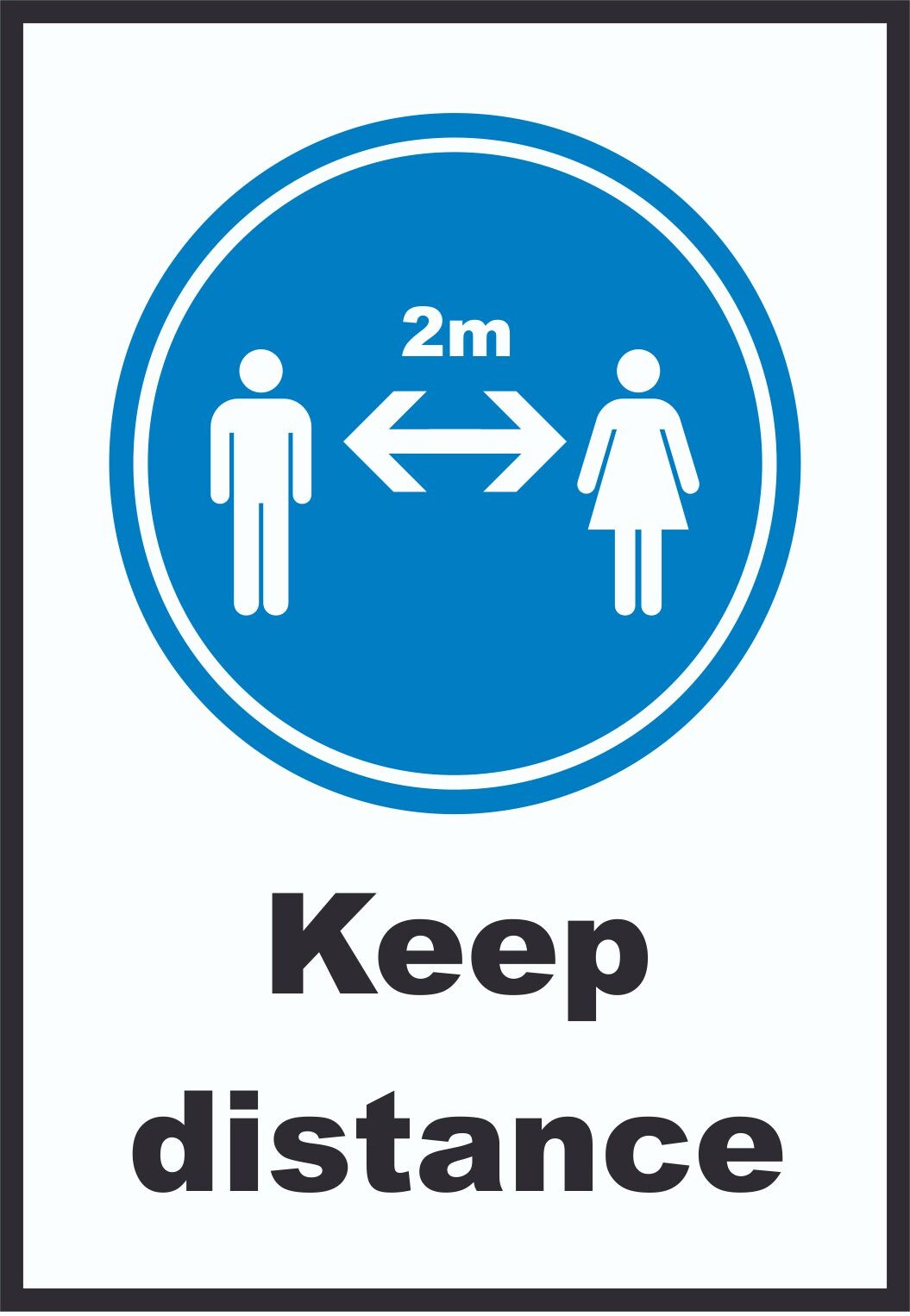 Keep distance Symbol und Text Schild A6 (105x148mm)