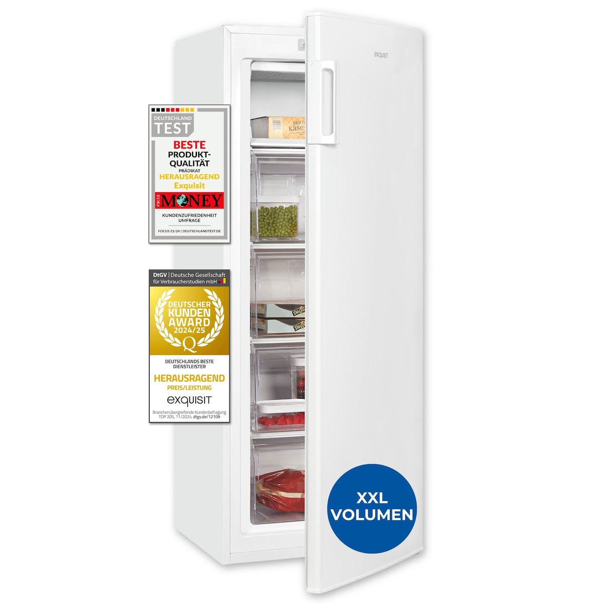 Exquisit Gefrierschrank, Tiefkühlschrank, Schnellgefrieren, 168 L, 4-Sterne-Gefrieren, Energieklasse D, Gefrierschrank gross, GS5230-HE-040D weiss