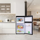 thumbnail of Merax Retro Mini Kühlschrank mit Gefrierfach, 72L, 2 Türen, kompakt für Single, Büro & Hotel Minibar, LED, 120 kWh/Jahr, Schwarz