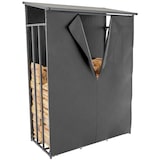 thumbnail of DELUKE® Kaminholzregal aussen mit Abdeckung HEOD für Feuerholz Brennholzregal aussen Kaminholzunterstand Kaminholzständer 70x130x185, Stahl, Mit Plane