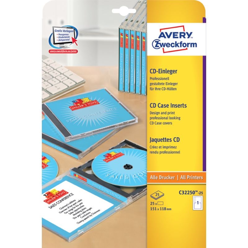 AVERY Zweckform CD-Einleger für Jewel Cases, weiß