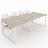 thumbnail of Oficit. Mesa de reuniones. Estructura metálica Marco Cerrado blanco con tablero haya. Fabricado en España. Medidas: 240x100cm (largo x ancho)