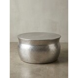 thumbnail of Couchtisch 75x31x75cm Aluminium Silber Beistelltisch orientalisch rund, Flacher Hammerschlag Sofatisch Metall, Design Wohnzimmertisch modern,