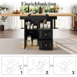 thumbnail of Esstisch ausziehbar 75x140x80 cm mit Stauraum, Tür, Schubladen, MDF Metall, Holzoptik Naturholz, für Küche, Esszimmer, Balkon