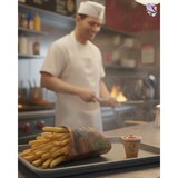 thumbnail of Pommes-Schütte 85 ml 1.000 Stk, to go, take away, kompostierbar, rustikales Holzmotiv, fett- und feuchtigkeitsabweisend