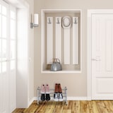 thumbnail of Relaxdays Schuhregal ausziehbar, 2 Ebenen, 10 Paar Schuhe, Metall & Kunststoff, H x B x T: 36 x 63-115 x 23 cm, silber