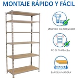 thumbnail of Étagère metallique sans vis Maderclick 6 plateaux de 150 kgs par plateau couleur GALVA/BOIS 2500x800x300 mm (haut x largeur x profondeur)