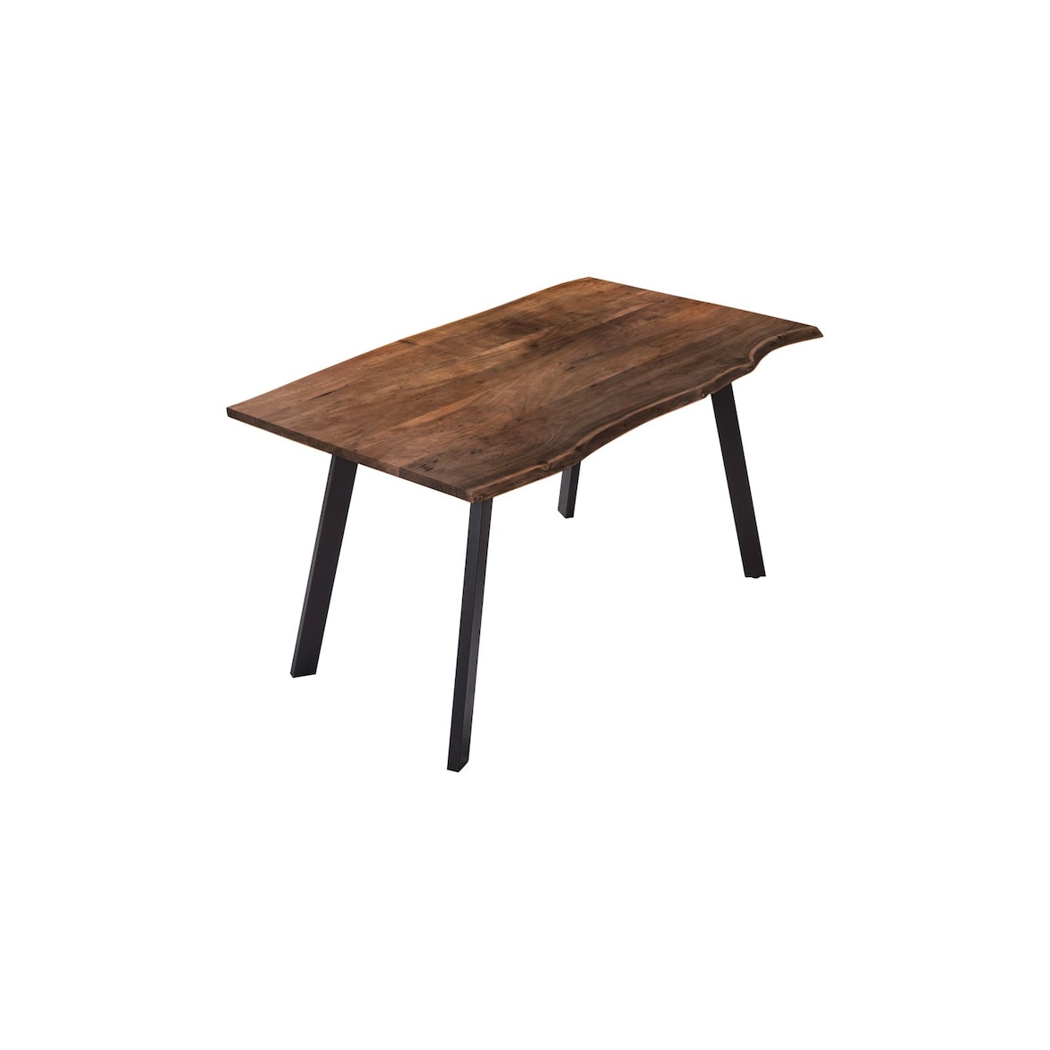 Esstisch Baumkante massiv Akazie nussbaumfarben 200 x 100 cm schwarz LAXMI