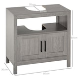 thumbnail of kleankin mueble para debajo del lavabo armario de suelo para baño de madera con 2 puertas y estante abierto estilo moderno 60x30x60 cm gris