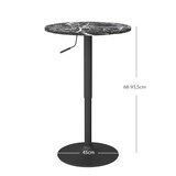 thumbnail of Bartisch höhenverstellbar Schwarz 60x60x94 cm runder Bistrotisch in Marmoroptik mit Gaslift, melaminbeschichtete Tischplatte und Stahlsockel