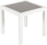 thumbnail of Mesa auxiliar de jardín, Tamaño: 50x50x45 cm, Aluminio reforzado color blanco, Tablero de cristal templado estilo cerámica