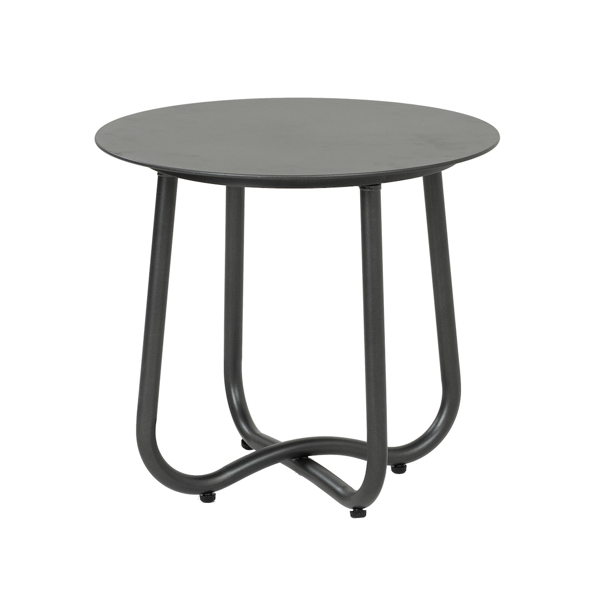 Mesa lateral de jardim, almofadas de borracha, alumínio, cor antracite, 50 cm de diâmetro x 45 cm de altura