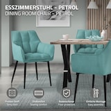 thumbnail of ML-Design – Esszimmerstühle 6er Set – Petrol Frotteestoff | dick gepolstert, Armlehnen, Metallbeine, ergonomischer Loungesessel