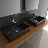 thumbnail of Alpenberger Waschbecken 60 cm mit Nano | Aufsatzwaschbecken Schwarz Matt Badezimmer Gäste-WC | Keramik Waschbecken mit Überlauf & Hahnloch Waschtisch
